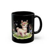 Baby Llama Inca Blossom Crown Black Mug