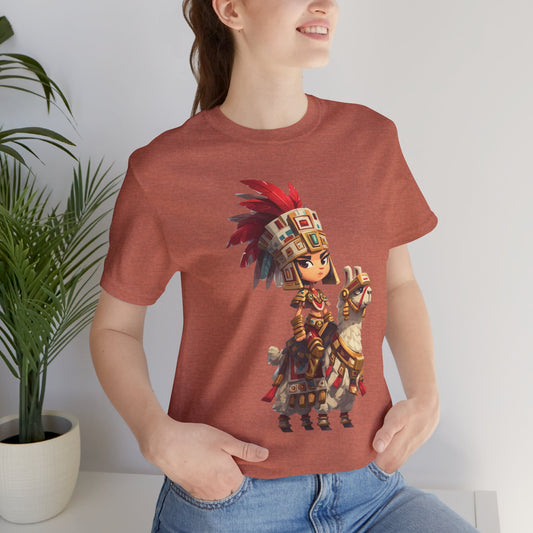 Chibi Inca Empress on Llama Unisex T-Shirt