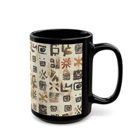 Mayan Petroglyph Stamped Texture Black Mug