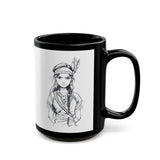 Inca Warrior Girl Bold Andean Spirit Design Black Mug