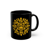 Mesoamerican Sun Face Black Mug