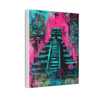 Neon Maya Pyramid Graffiti Canvas