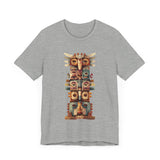 Stacked Tribal Totem Symbols Geometric Faces Unisex T-Shirt
