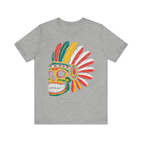 Aztec Feathered Skull Fiesta Illustration Unisex T-Shirt