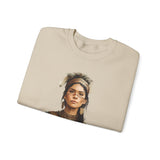 Inca Warrior Woman Watercolor Portrait and Tribal Jewelry Unisex Sweatshirt