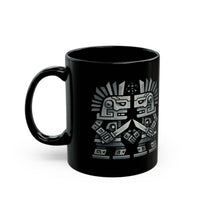Obsidian Blade Warriors Aztec Glyph Style Black Mug