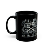 Obsidian Blade Warriors Aztec Glyph Style Black Mug