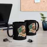 Maya Elder Warrior Watercolor Portrait Black Mug