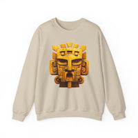 Golden Warrior Mask Andean Glyph Style Unisex Sweatshirt