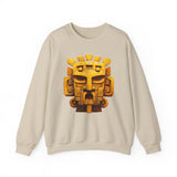 Golden Warrior Mask Andean Glyph Style Unisex Sweatshirt