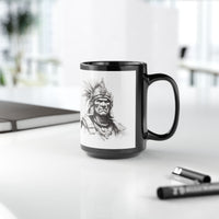 Inca Warrior Line Art Tribal Design Black Mug