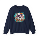 Aztec Floral Cow Skull on Turquoise Pattern Unisex Sweatshirt
