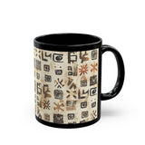 Mayan Petroglyph Stamped Texture Black Mug