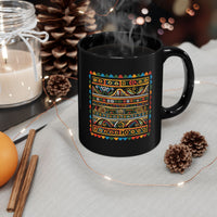 Pre-Columbian Tribal Stripe Pattern Black Mug