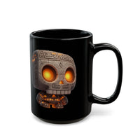 Glow-Eyed Tribal Stone Skull Black Mug