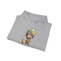 Aztec Chibi Girl with Jaguar Cub Warrior Culture Unisex Hoodie