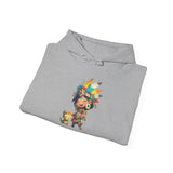Aztec Chibi Girl with Jaguar Cub Warrior Culture Unisex Hoodie