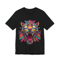Rainbow Jaguar Mask Comic Style Unisex T-Shirt