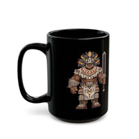 8-Bit Aztec Warrior Pixel Art Style Black Mug