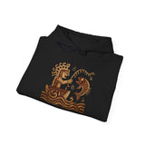 Pre-Hispanic Fisherman with Symbolic Fish Glyph Style Unisex Hoodie