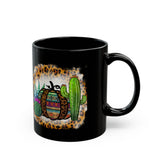Leopard Aztec Pumpkin & Cactus Vibes Illustration Black Mug