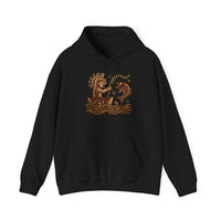 Pre-Hispanic Fisherman with Symbolic Fish Glyph Style Unisex Hoodie