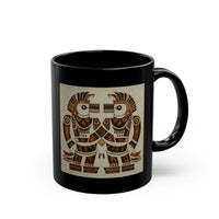 Twin Tribal Harmony Glyph Symmetrical Design Black Mug