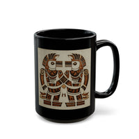 Twin Tribal Harmony Glyph Symmetrical Design Black Mug