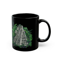 Ancient Mayan Jungle Temple Steps Black Mug