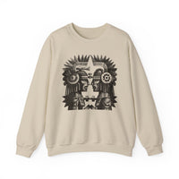 Mirrored Aztec Warriors in Glyph Style Unisex Sweatshirt