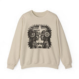 Mirrored Aztec Warriors in Glyph Style Unisex Sweatshirt