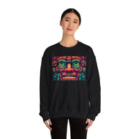 Neon Aztec Mask God Illustration Unisex Sweatshirt