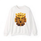 Golden Warrior Mask Andean Glyph Style Unisex Sweatshirt