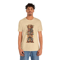 Stacked Tribal Totem Symbols Geometric Faces Unisex T-Shirt