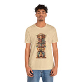 Stacked Tribal Totem Symbols Geometric Faces Unisex T-Shirt