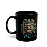 Tlaloc Ancient Rain Mask Glyph Black Mug
