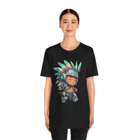 Cyber Aztec Chibi Warrior Neon Style Unisex T-Shirt
