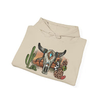 Sunset Desert Scene with Aztec Tribal Skull Unisex Hoodie