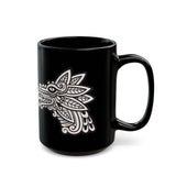 Quetzalcóatl Serpent Head Illustration Black Mug