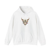 Sacred Floral Cow Skull Mandala Illustration Unisex Hoodie