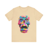 Neon Graffiti Mayan Skull Cartoon Style Unisex T-Shirt