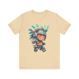 Cyber Aztec Chibi Warrior Neon Style Unisex T-Shirt