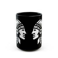 Tribal Warrior Headdress Emblem Illustration Black Mug