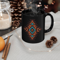 Boho Aztec Geometric Totem Pattern Illustration Black Mug