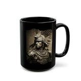 Vintage Inca Warrior Sepia Portrait Black Mug