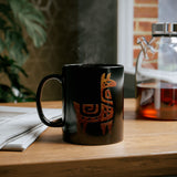 Inca Llama Rock Carving Style Black Mug