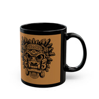 Aztec-Inspired Tlaloc God Tribe Graphic Black Mug