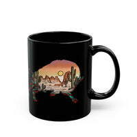 Aztec Buffalo Desert Sunset Silhouette Black Mug