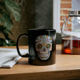 Neon Circuit Aztec Skull Cartoon Style Black Mug