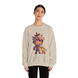 Chibi Aztec Warrior with Jaguar Cub Cartoon History Unisex Sweatshirt
